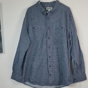 Duluth Trading Mens Free Swingin Flannel Shirt Size 2XL Tall Blue White Stripe